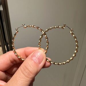 Lucky Brand Gold Twisted Hoop Earrings